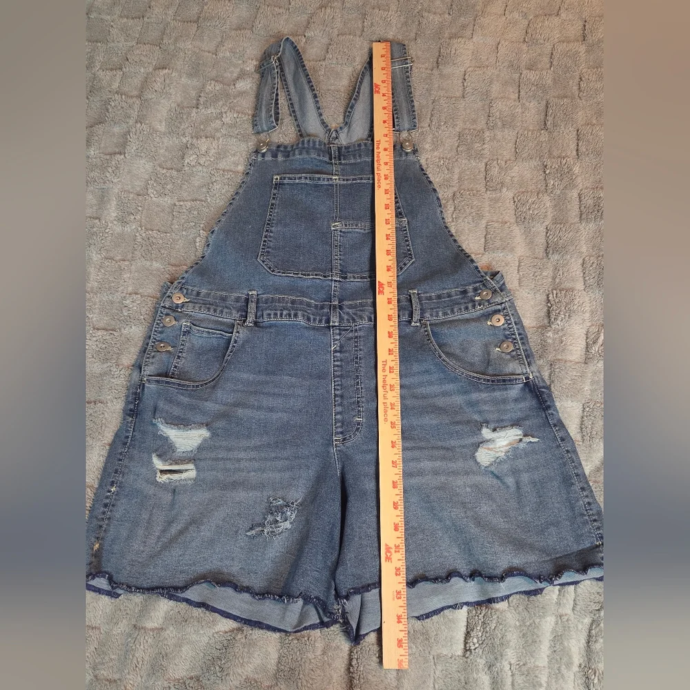 No Boundaries Shortalls Overalls Womens Juniors XXL (19) Distressed - Picture 3 of 14